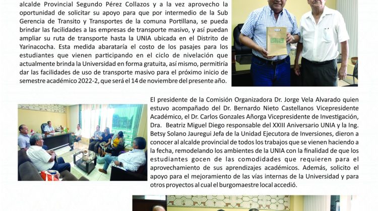 Autoridades de la Comisión Organizadora UNIA realizaron visita protocolar al alcalde de la Municipalidad Provincial de Coronel Portillo